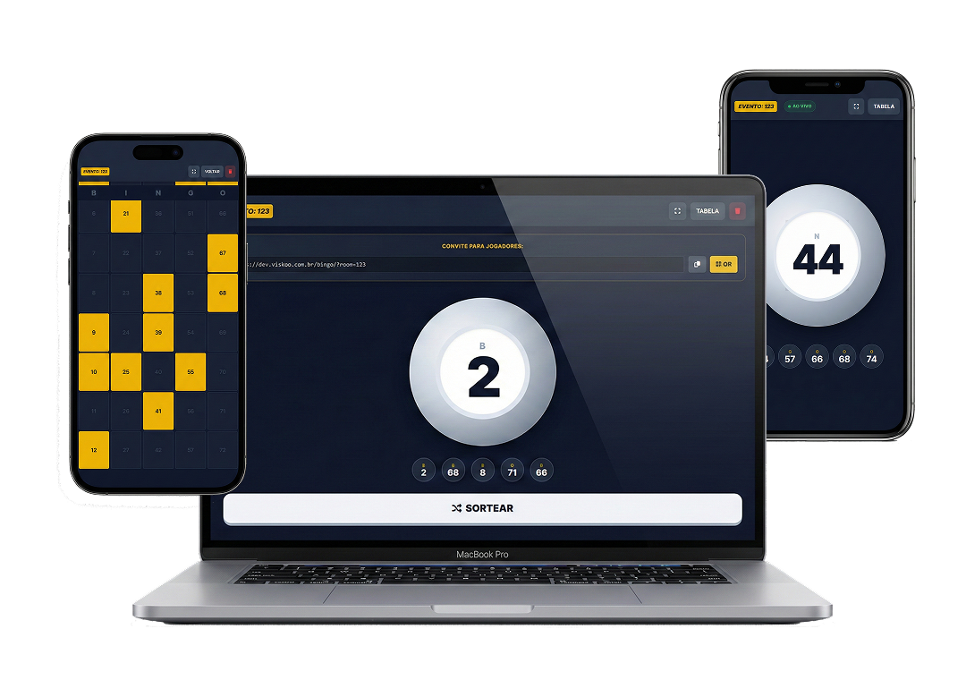 Sorteador Bingo Oficial em notebook e celulares
