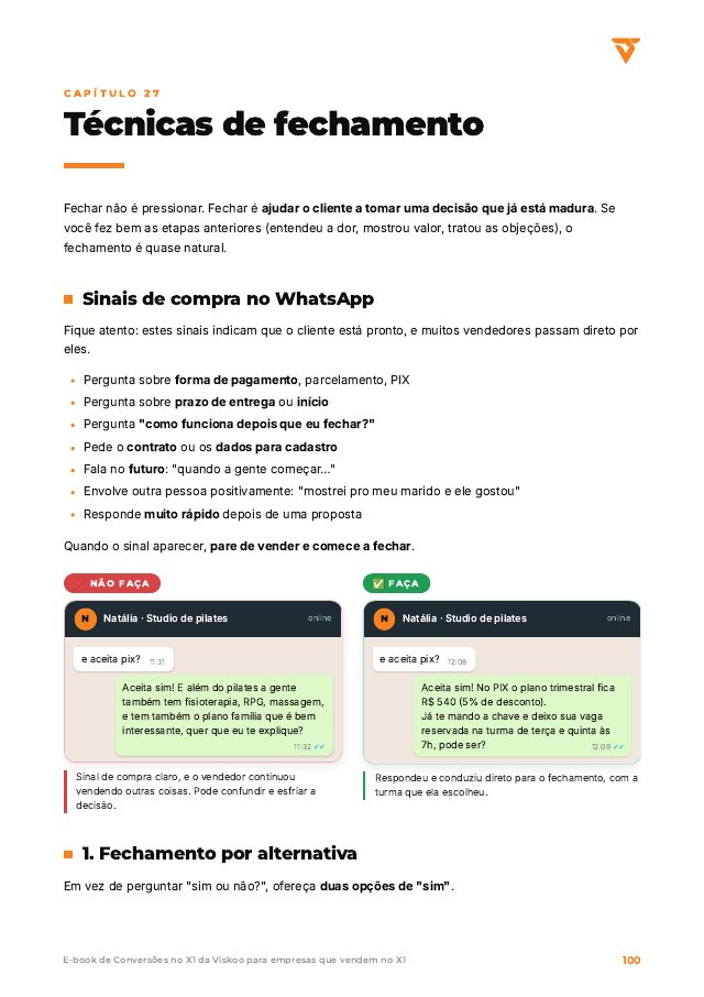 Página do capítulo Técnicas de fechamento
